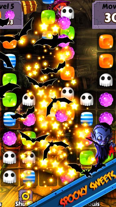TOP 7 GAME GIẢI TRÍ DỄ THƯƠNG GIAO DIỆN ĐẸP MẮT LÀM ĐẸP - MAKEUP, GAME GIẢI TRÍ, GAME HAY IOS, TOP GAME IOS HALLOWEEN CANDY WORLD ADVENTURE – POP THE GUMMY DROP & MATCH YUMMY TREATS TO COLLECT SKULL GEMS