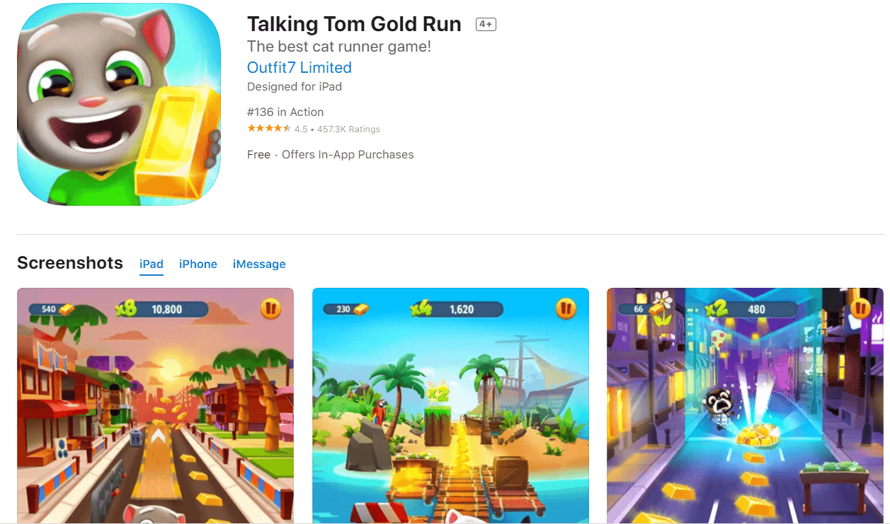 TALKING TOM GOLD RUN TALKING TOM GOLD RUN TOP 10 GAME MOBILE THỊNH HÀNH TRÊN APPSTORE THÁNG 3 - PHẦN 1